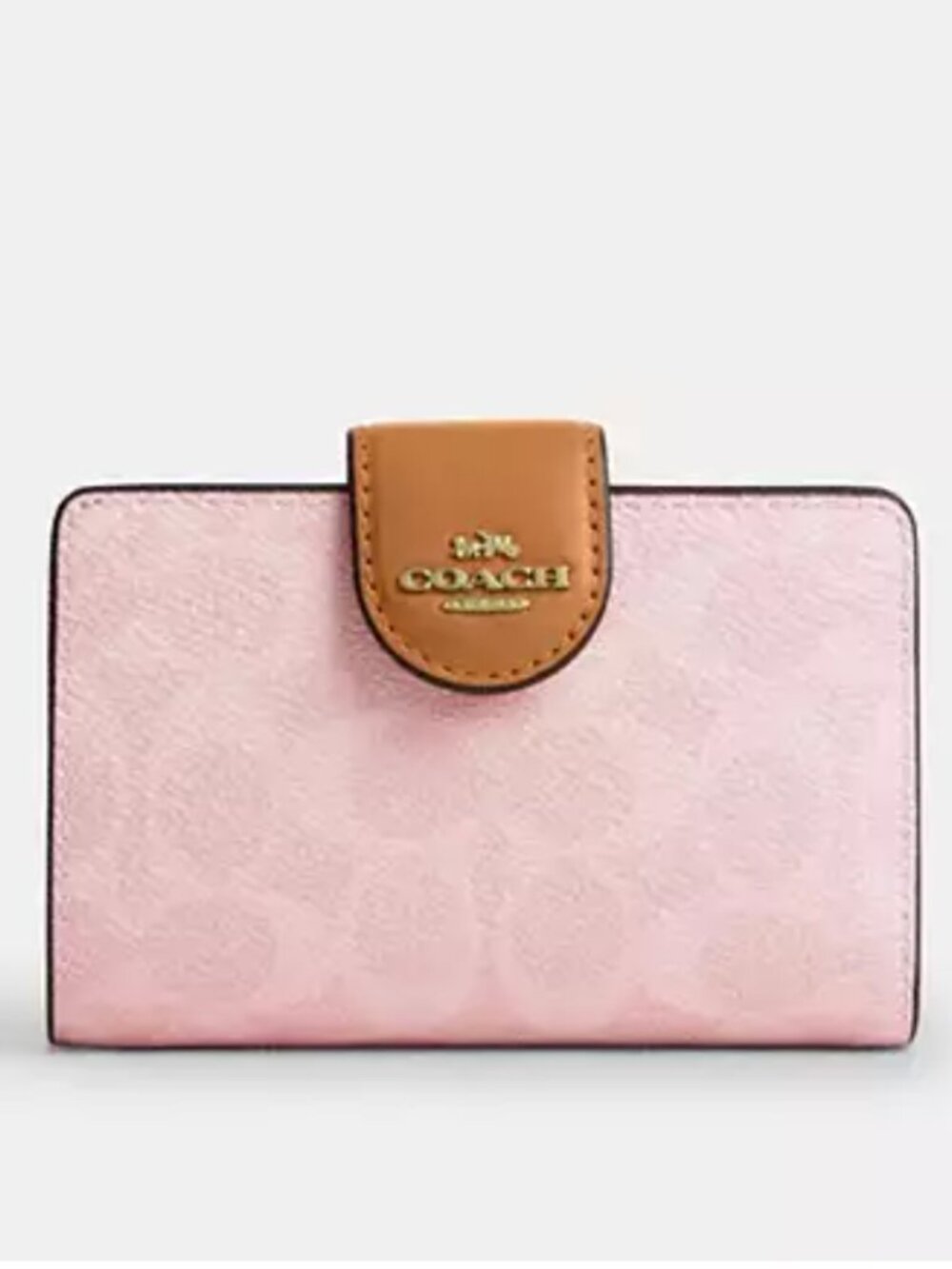 Coach Powder Pink Medium Corner Zip Wallet In Signature Canvas - NWT